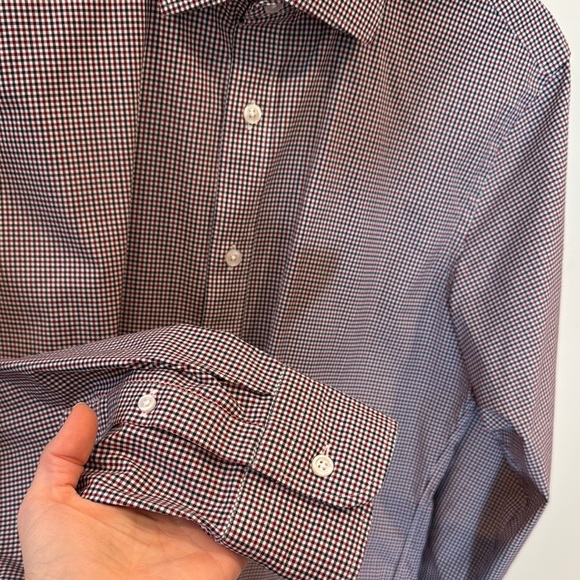 J. Crew Ludlow Men's Black White Red Checkered Button Down Shirt Size 15.5/34 - Picture 5 of 6